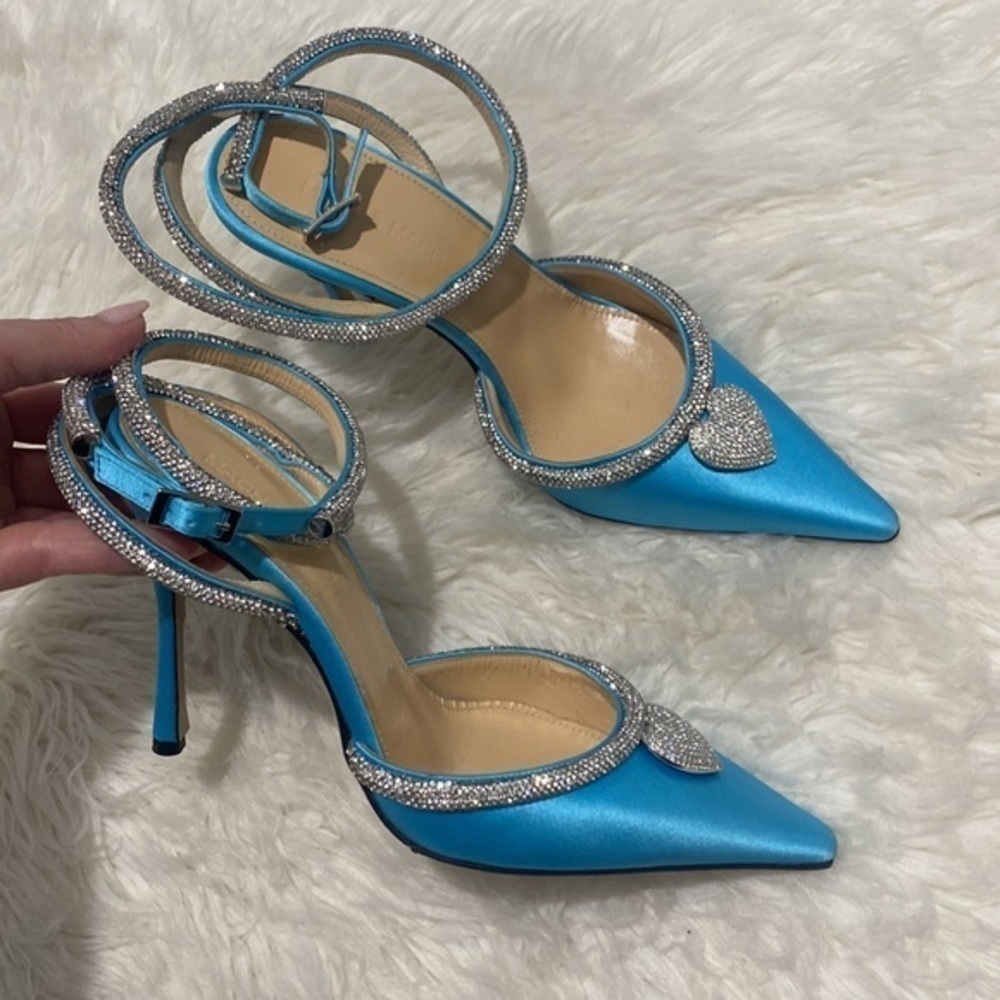 Mach & Mach Heart crystal embellished satin pumps size 36.5EU - Picture 10 of 15